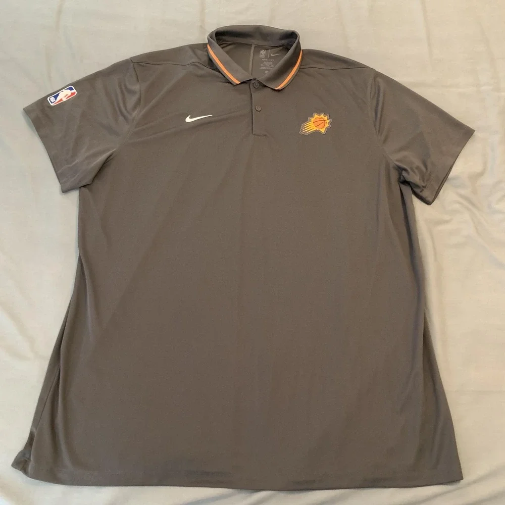 Phoenix Suns Shirt Mens 2XL Gray NBA‎ Basketball Nike Dri Fit Polo Short Sleeve
